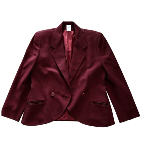 Vintage Italian Wool Burgundy Skirt Suit IT 44 / US 8–10 – Unique Blazer - Picture 1 of 11